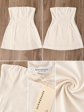 Peppermayo Cream Strapless A-Line Mini Dress